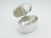 Large Sterling Silver Oval Form Tea Caddy Box Antique 1932 Sheffield Atkin Bros