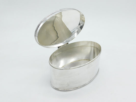 Large Sterling Silver Oval Form Tea Caddy Box Antique 1932 Sheffield Atkin Bros
