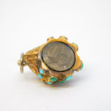 Victorian 18ct Yellow Gold, Turquoise, Hair Set Seashell Form Mourning Pendant c1840