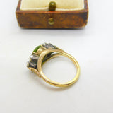 18ct Yellow Gold, Peridot & Pearl Set Dress Ring Antique c1920 Art Deco