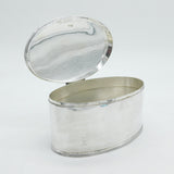 Large Sterling Silver Oval Form Tea Caddy Box Antique 1932 Sheffield Atkin Bros