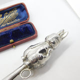 Edwardian Sterling Silver 'Peter Rabbit' Novelty Baby Rattle Antique c1910