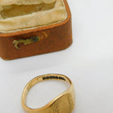 9ct Yellow Gold Signet Ring Vintage 1966 Birmingham Size L UK