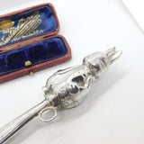 Edwardian Sterling Silver 'Peter Rabbit' Novelty Baby Rattle Antique c1910