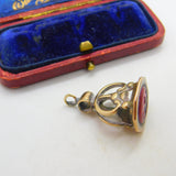 Victorian Pinchbeck & Carved Carnelian Glass Intaglio Fob Seal c1840 Antique