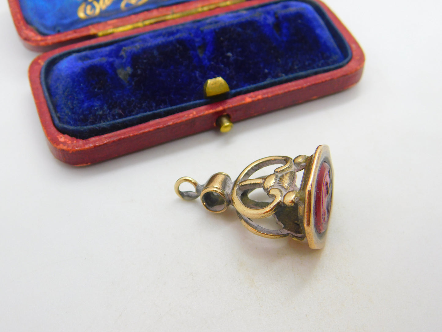 Victorian Pinchbeck & Carved Carnelian Glass Intaglio Fob Seal c1840 Antique