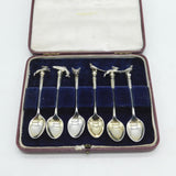 Boxed Set of Sterling Silver Hunting Interest Fox, Fish, Hare Teaspoons Vintage 1952