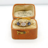 9ct Yellow Gold Spinel & Paste Set Victorian Style Ring 1973 Birmingham Vintage