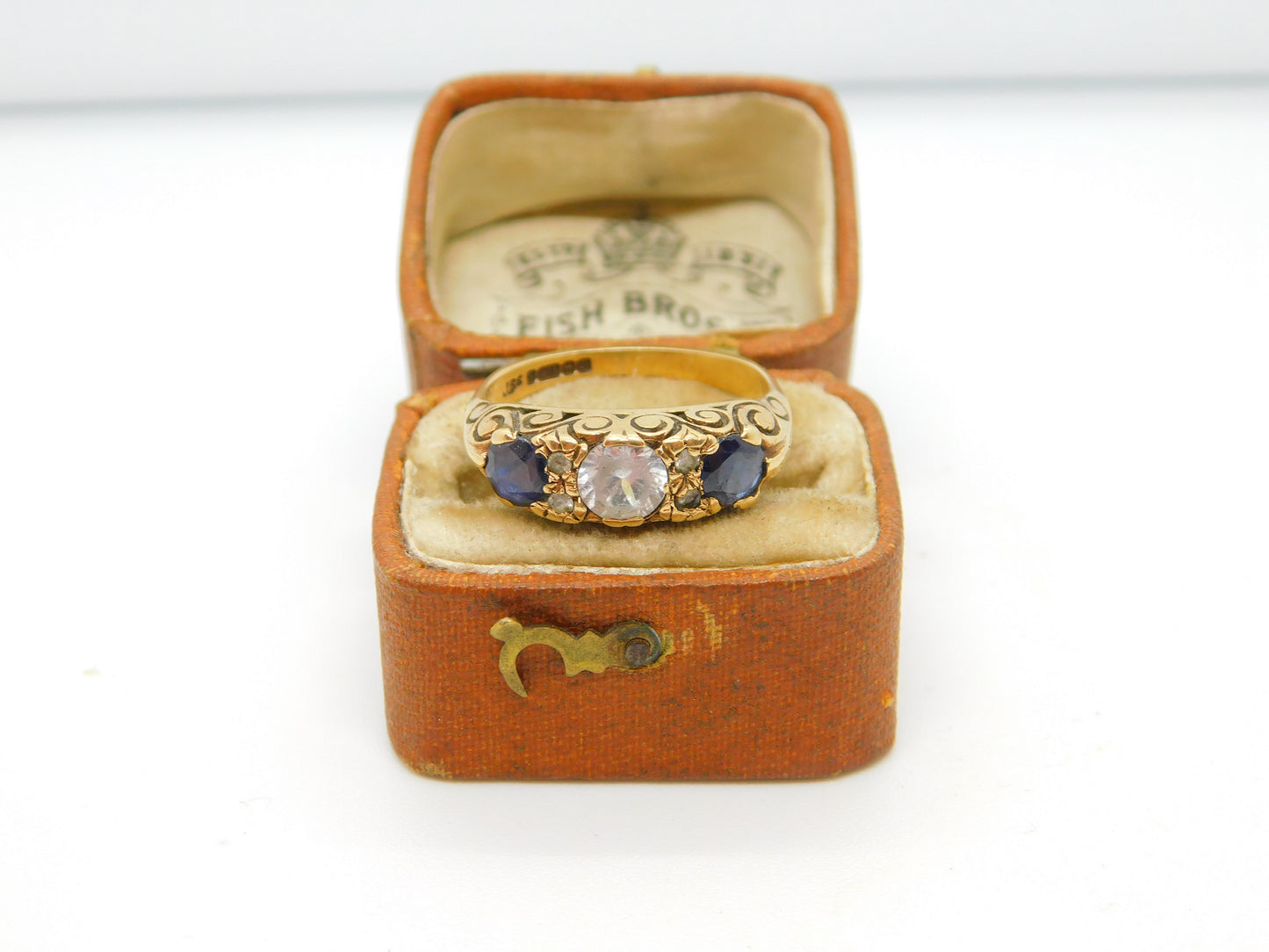 9ct Yellow Gold Spinel & Paste Set Victorian Style Ring 1973 Birmingham Vintage