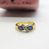 18ct Yellow Gold, Sapphire & Diamond Modernist Ring 1997 London Vintage