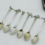 Boxed Set of Sterling Silver Hunting Interest Fox, Fish, Hare Teaspoons Vintage 1952
