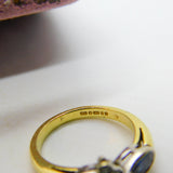 18ct Yellow Gold, Sapphire & Diamond Modernist Ring 1997 London Vintage