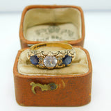 9ct Yellow Gold Spinel & Paste Set Victorian Style Ring 1973 Birmingham Vintage