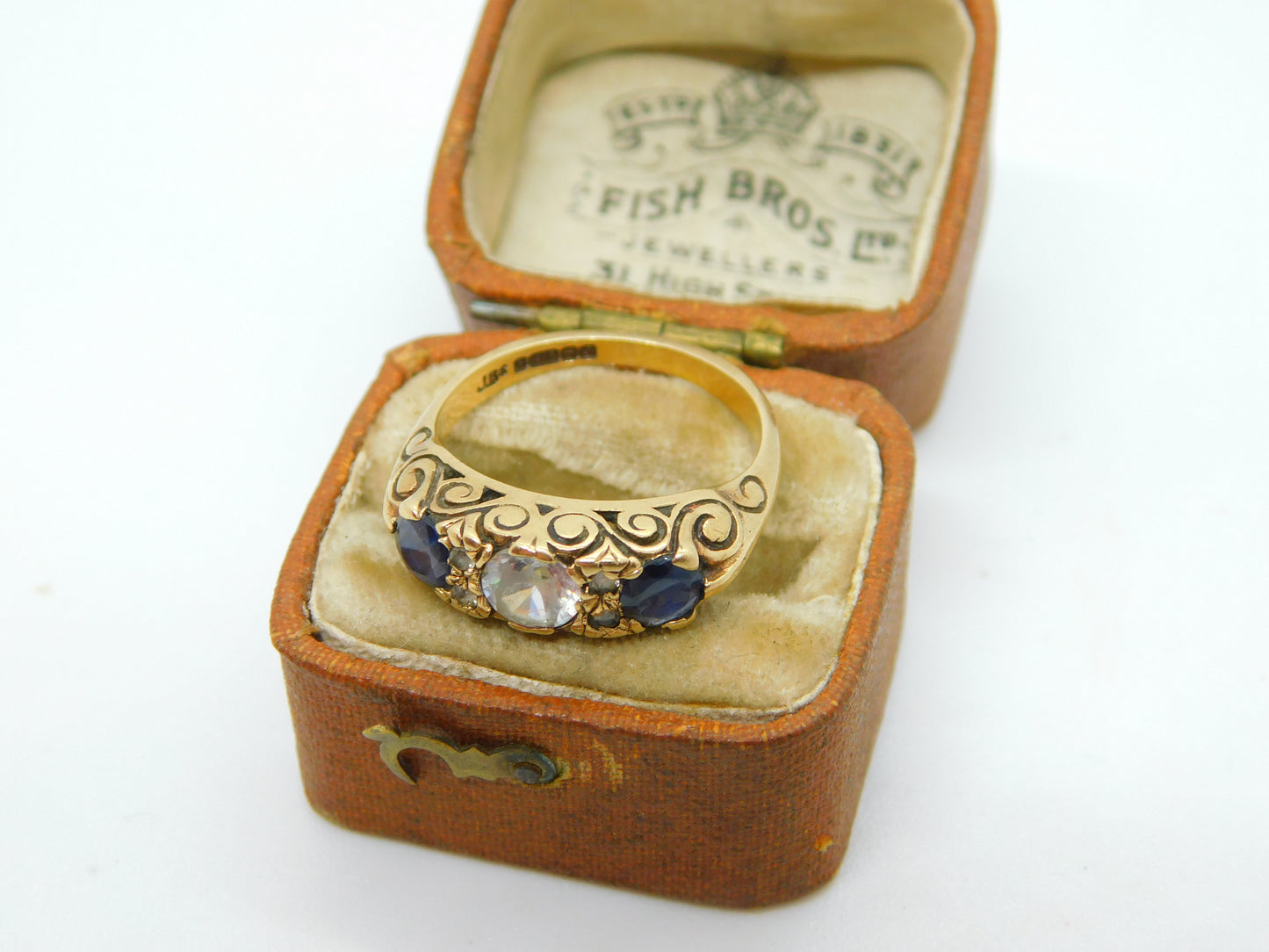 9ct Yellow Gold Spinel & Paste Set Victorian Style Ring 1973 Birmingham Vintage