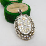 Victorian Sterling Silver & Gold Floral Pattern Locket Antique 1884 Birmingham