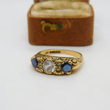 9ct Yellow Gold Spinel & Paste Set Victorian Style Ring 1973 Birmingham Vintage