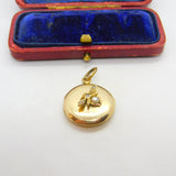 Edwardian 9ct Gold Back & Front, Pearl & Diamond Insect Locket Pendant Antique