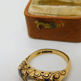 9ct Yellow Gold Spinel & Paste Set Victorian Style Ring 1973 Birmingham Vintage
