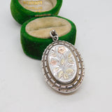 Victorian Sterling Silver & Gold Floral Pattern Locket Antique 1884 Birmingham