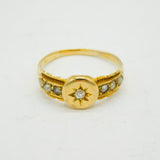 Victorian 18ct Yellow Gold, Diamond & Seed Pearl Mourning Ring Antique 1869 London