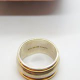 Suarti 18ct Yellow Gold & Sterling Silver Modernist Band Ring Vintage c2000