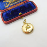 Edwardian 9ct Gold Back & Front, Pearl & Diamond Insect Locket Pendant Antique