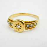 Victorian 18ct Yellow Gold, Diamond & Seed Pearl Mourning Ring Antique 1869 London