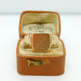 9ct Yellow Gold Square Signet Ring Vintage 1956 Birmingham Size R 1/2 UK