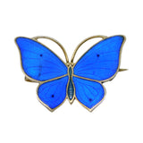 Norwegian Marius Hammer .930 Silver Blue Enamel Butterfly Brooch Antique c1930