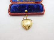 9ct Yellow Gold Puffy Heart Loving Pendant Antique c1930 Art Deco