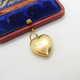 9ct Yellow Gold Puffy Heart Loving Pendant Antique c1930 Art Deco