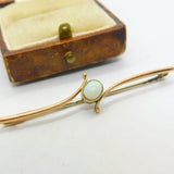 Edwardian 9ct Rose Gold & Cabochon Opal Sweetheart Brooch Antique c1910