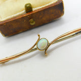 Edwardian 9ct Rose Gold & Cabochon Opal Sweetheart Brooch Antique c1910