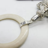 Sterling Silver, Mother of Pearl & Bakelite Baby Rattle & Teether 1930 Antique