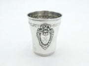 19th Century French .950 Grade Silver Floral Pattern Beaker Antique c1880