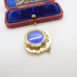 Victorian Gold Plated Floral Guilloche Enamel Sweetheart Fob Locket Pendant 1900