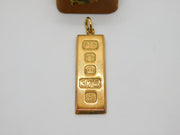 9ct Yellow Gold Bullion Bar Ingot Drop Pendant Vintage 1979 Sheffield