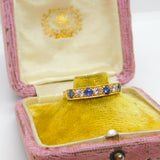 18ct Yellow Gold, 0.6ct Diamond & Sapphire Half Eternity Ring 1980 Sheffield