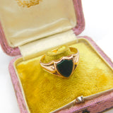 Victorian 9ct Gold Carved Shield Bloodstone Set Signet Ring 1891 Birmingham