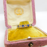 18ct Yellow Gold, 0.6ct Diamond & Sapphire Half Eternity Ring 1980 Sheffield