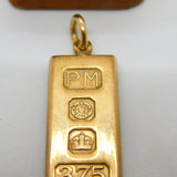 9ct Yellow Gold Bullion Bar Ingot Drop Pendant Vintage 1979 Sheffield