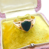 Victorian 9ct Gold Carved Shield Bloodstone Set Signet Ring 1891 Birmingham
