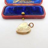 9ct Yellow Gold Floral Heart Form Locket Pendant Antique c1920 Art Deco