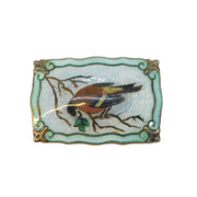 Norwegian Marius Hammer .930 Silver Enamel Chaffinch Bird Brooch Antique c1930