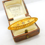 Victorian 15ct Gold Etruscan Style Diamond Sweetheart Brooch Antique c1860