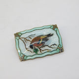 Norwegian Marius Hammer .930 Silver Enamel Chaffinch Bird Brooch Antique c1930