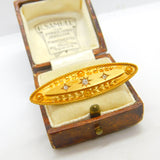 Victorian 15ct Gold Etruscan Style Diamond Sweetheart Brooch Antique c1860