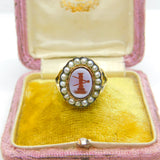 Georgian Early 15ct Yellow Gold, Seed Pearl & Sardonyx Intaglio Seal Ring c1790