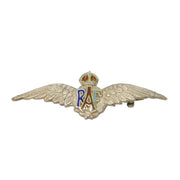WWII-era Sterling Silver & Enamel RAF Wings Sweetheart Brooch Antique c1940