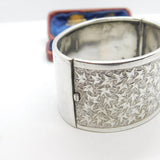 Victorian Sterling Silver Ivy Leaf Cuff Bangle Bracelet c1880 Aesthetic Movement